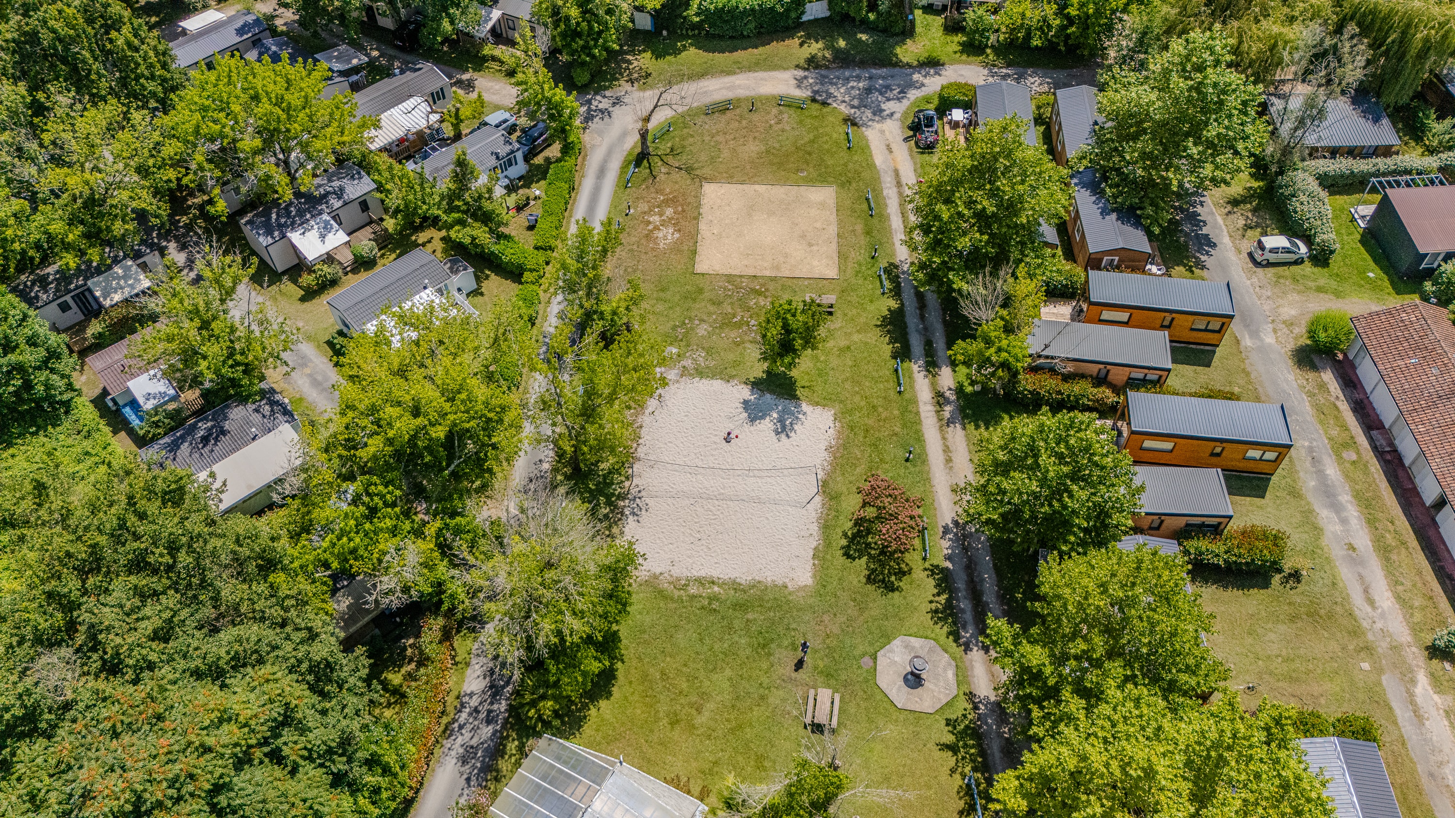 Panorama aérien du camping et des Landes